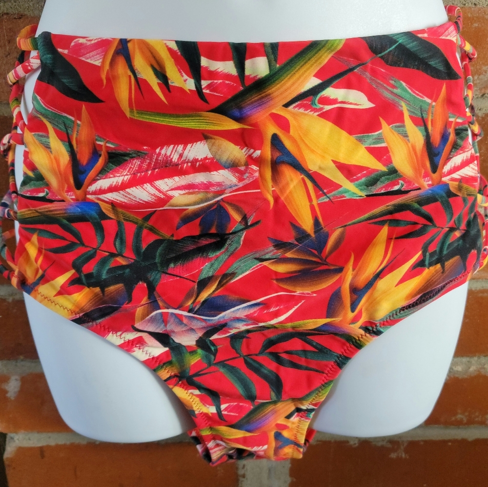 CROSS1946 Retro High Waisted Strappy Bikini Bottom, L